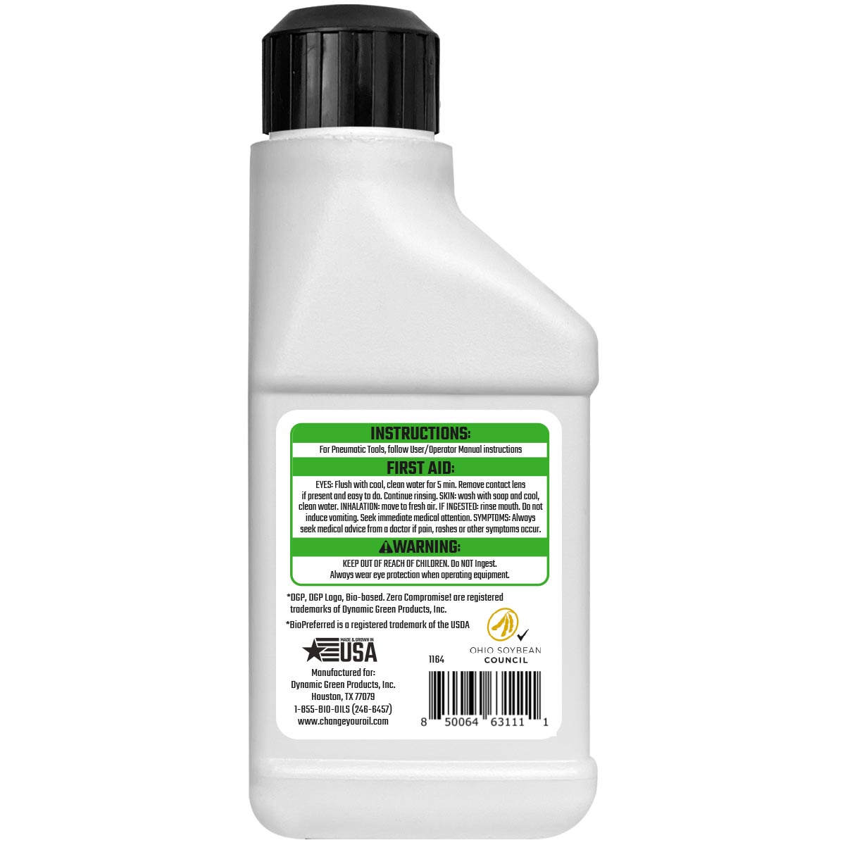 DGP Air Tool Oil 4oz bottle back
